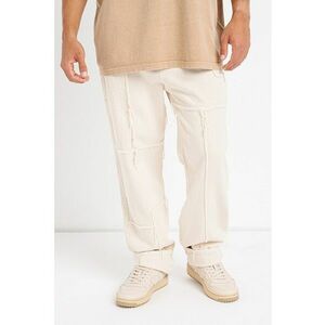 Pantaloni baggy fit cu model segmentat si logo brodat imagine