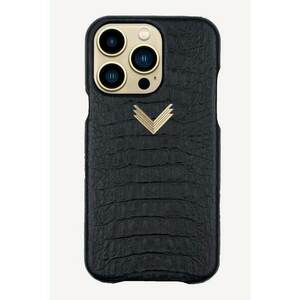 Carcasa iPhone 14 Pro Max din piele cu model piele de crocodil imagine