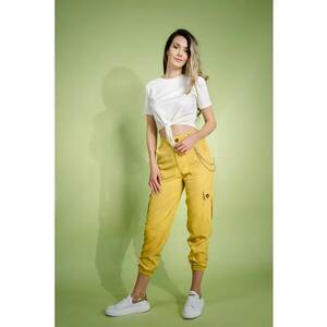 Pantaloni cargo crop cu talie inalta imagine