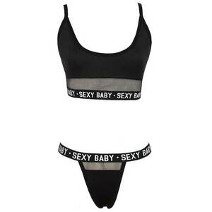 Set lenjerie sexy 2 piese - print sexy baby - bustiera si chilot tanga - EFAYN RO imagine