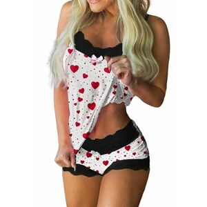 Set pijama - haine de stat in casa sexy cu dantela - 2 piese - cu imprimeu - EFAYN RO imagine