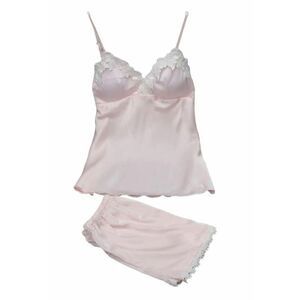 Set pijama - haine de stat in casa sexy - 2 piese - din satin - maieu si chilot tip pantalon scurt - EFAYN RO imagine