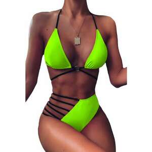 Costum de baie dama - 2 piese - sutien reglabil - slip talie inalta brazilian cu scobitura - EFAYN imagine