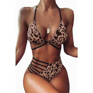 Costum de baie dama - 2 piese - sutien reglabil - slip talie inalta brazilian cu scobitura - EFAYN imagine