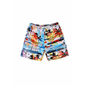 Pantaloni scurti de baie tip sort - barbati - imprimeu paradis tropical palmieri - uscare rapida - EFAYN imagine