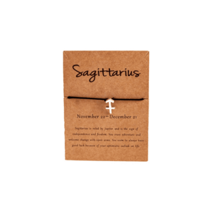 Bratara semn zodiac sagetator argintiu - creata manual - neagra - unisex - EFAYN imagine