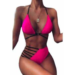 Costum de baie dama - 2 piese - sutien reglabil - slip talie inalta brazilian cu scobitura - EFAYN imagine