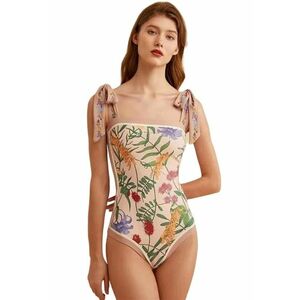 Costum de baie dama - o piesa - model floral delicat - prindere cu bretele late pe umeri - EFAYN imagine