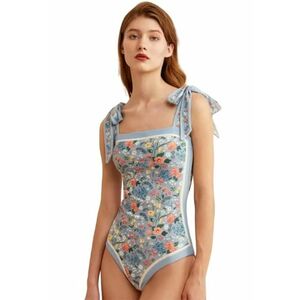 Costum de baie dama - o piesa - model floral delicat - prindere cu bretele late pe umeri - EFAYN imagine