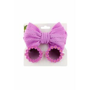 Set ochelari de soare pentru fetite cu funda supradimendionata pentru par - model floricele vesele - EFAYN imagine