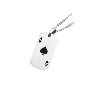 Lant - model carti de joc poker - pandantiv carte de joc castigatoare “As” - unisex - EFAYN imagine