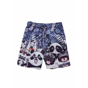 Pantaloni scurti de baie tip sort - barbati - imprimeu ursuleti panda si prietenii lor - model regatul animalelor fericite - uscare rapida - EFAYN imagine