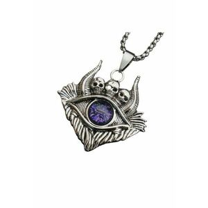 Lant demon world - cu pandantiv evil eye cu detalii capete de schelet - unisex - EFAYN imagine