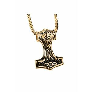 Lant cu pandantiv Mjolnir toporul lui Thor - model viking style - unisex - EFAYN imagine