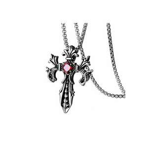 Lant model gotic - pandantiv cruce cu cristal - unisex - EFAYN imagine