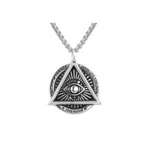 Lant Ilumitatii free mason - pandantiv triunghi cu all seeing eye - model never lose your faith - unisex - EFAYN imagine