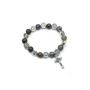 Bratara model religios - cu pandantiv cruce si accesorii tematice - elastica - unisex - EFAYN imagine