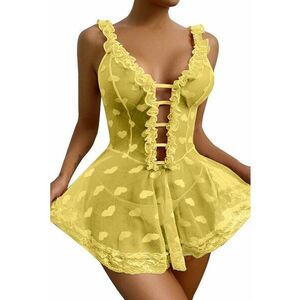 Lenjerie sexy dama - rochie cu bretele si decolteu in V - model cute romantic hearts - imprimeu inimioare - EFAYN imagine