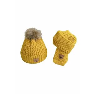 Caciula pentru copii - set doua piese - model moale si calduros cu pom pom si fular asortat - tematica I’m a baby bear - 1 – 5 ani - EFAYN imagine