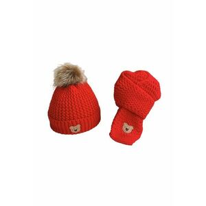 Caciula pentru copii - set doua piese - model moale si calduros cu pom pom si fular asortat - tematica I’m a baby bear - 1 – 5 ani - EFAYN imagine