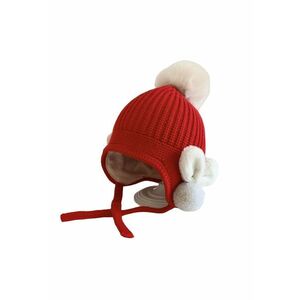 Caciula pentru copii - model cu pom pom si prindere reglabila sub barbie - accesorizata cu iepurasi la urechi - tematica little bunny in the winter - 1 – 3 ani - EFAYN imagine