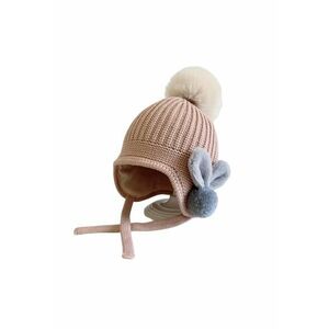 Caciula pentru copii - model cu pom pom si prindere reglabila sub barbie - accesorizata cu iepurasi la urechi - tematica little bunny in the winter - 1 – 3 ani - EFAYN imagine