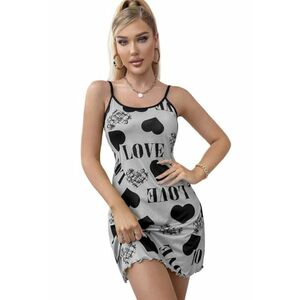 Pijama dama tip rochie scurta cu bretele subtiri reglabile - model cu inimioare - tematica I feel sexy - EFAYN imagine