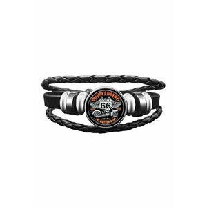 Bratara cu pandantiv rotund cu motocicleta si accesorii - model route 66 - tematica free spirit - unisex - EFAYN imagine