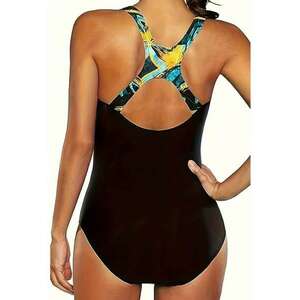 Costum de baie dama - o piesa - model sport cu bretele in X la spate - chilot decupaj clasic - tematica swim free - EFAYN imagine