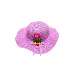 Palarie de soare - copii - model chic de vara pentru fetite - accesorizat cu flori si panglica - prindere sub barbie - margine ondulata - tematica cute summer - EFAYN imagine