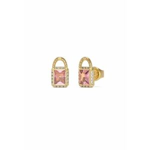 Cercei Shiny Padlock stud cu cristale JUBE02194JWYGPKT-U - Auriu - Roz imagine