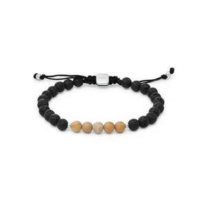 Bratara Wood Lava beaded JOF00829040 - Argintiu - Negru - Maro imagine