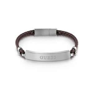 Bratara Men In Guess piele JUMB01346JWSTBWT-U - Argintiu - Maro imagine