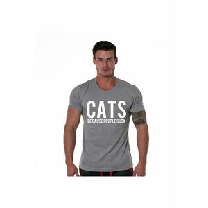 Tricou gri cu alb barbati - Cats imagine