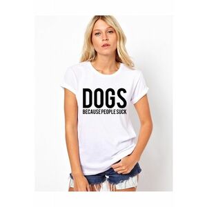 Tricou dama alb - DOGS imagine