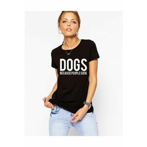 Tricou dama negru - DOGS imagine