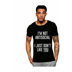 Tricou negru barbati - I'm not antisocial imagine