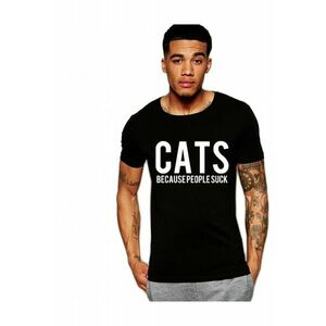 Tricou negru barbati - Cats imagine