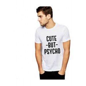 Tricou barbati alb - Cute but PSYCHO imagine