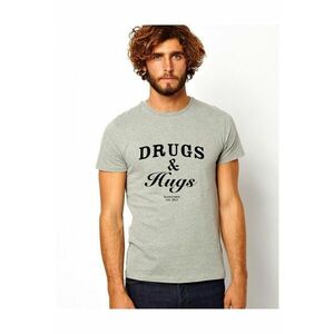 Tricou barbati gri Drugs & Hugs imagine