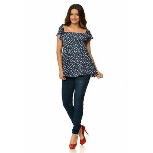 888110933-Bluza dama volan - alb/bleumarin imagine