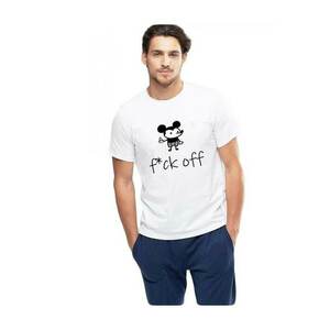 Tricou barbati alb - f*ck off Mickey Mouse imagine