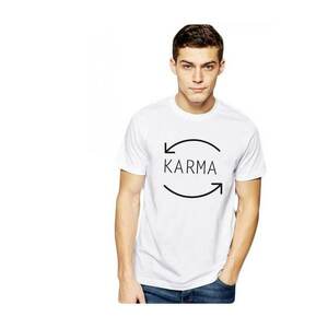 Tricou barbati alb - Karma imagine