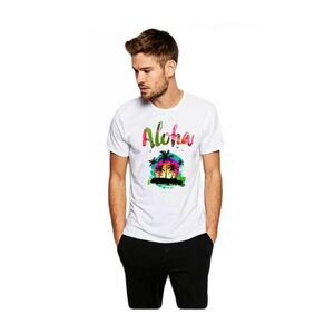 Tricou barbati alb - Aloha imagine