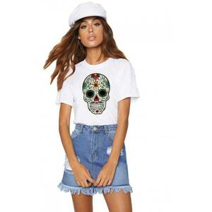 Tricou dama alb - Sugar Skull Colorful imagine