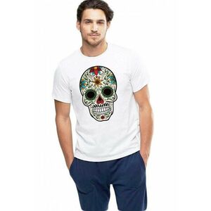 Tricou barbati alb - Sugar Skull Colorful imagine