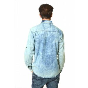 Camasa barbateasca din denim bleu - prespalata imagine