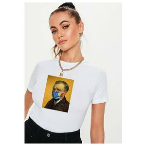 Tricou dama alb - Van Gogh in Pandemie imagine