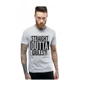 Tricou barbati gri cu text negru - Straight Outta Giulesti imagine