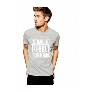 Tricou barbati gri cu text alb - Straight Outta Ferentari imagine